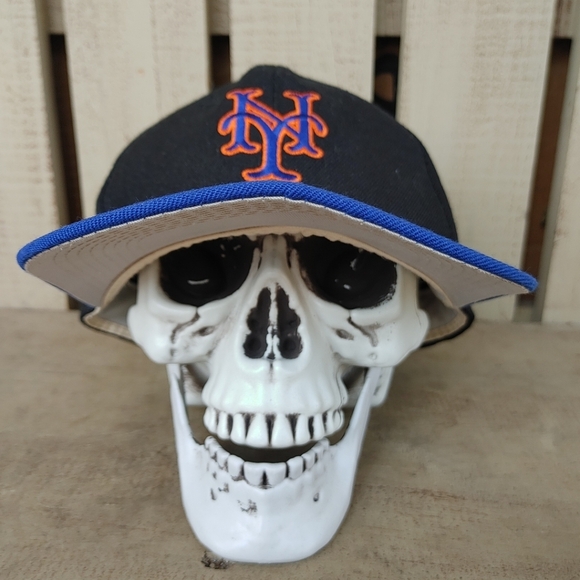 New York Mets Hat Sports Specialties Plain Logo Snapback Black Dome MLB Wool Vtg - Picture 3 of 9